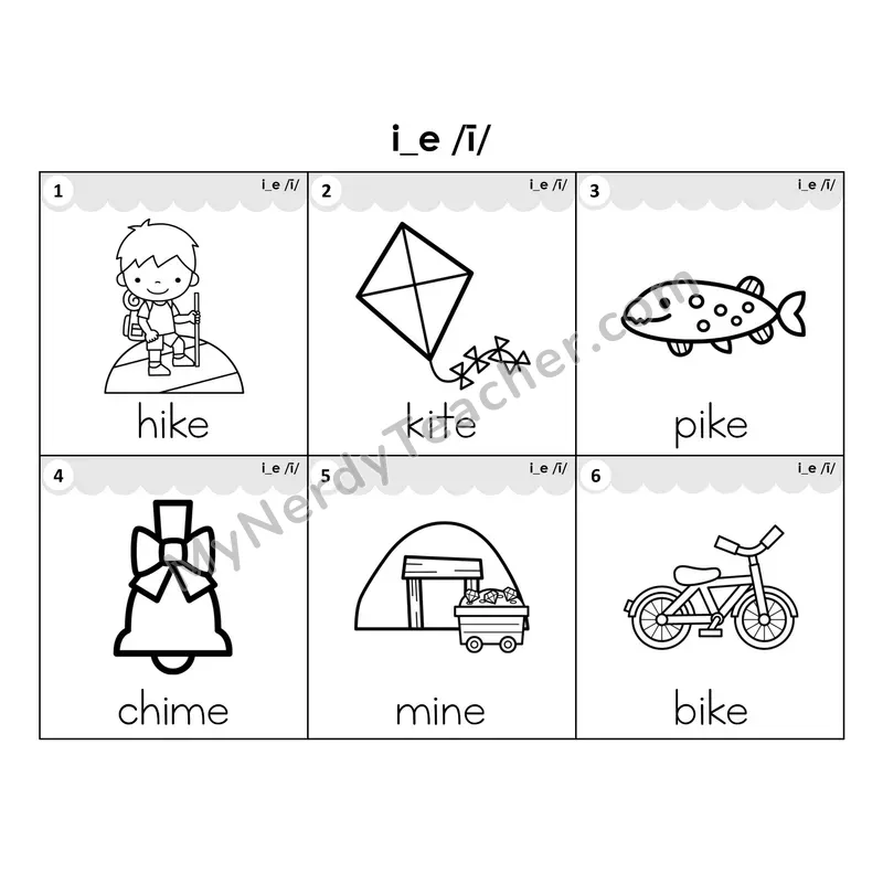 Write the Room Words — i_e (long i) CVCe (Black and White)