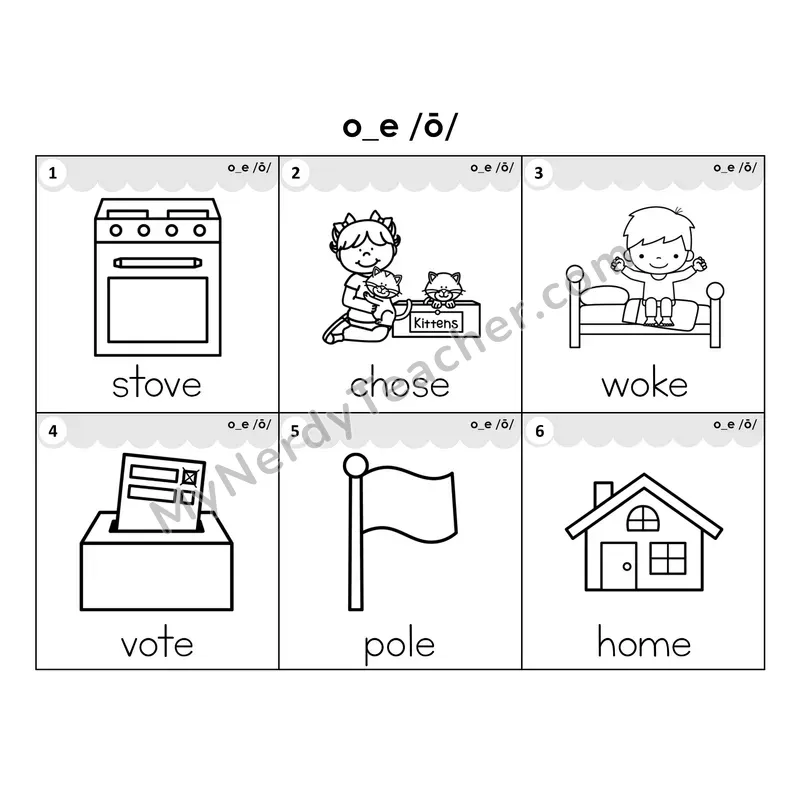 Write the Room Words — o_e (long o) CVCe (Black and White)