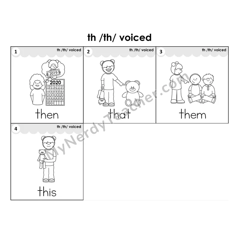 Write the Room Words — voiced th digraph (Black and White)