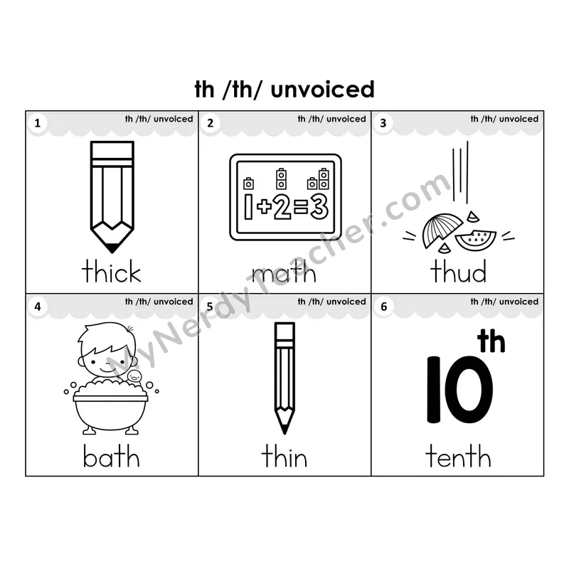 Write the Room Words — unvoiced th digraph (Black and White)