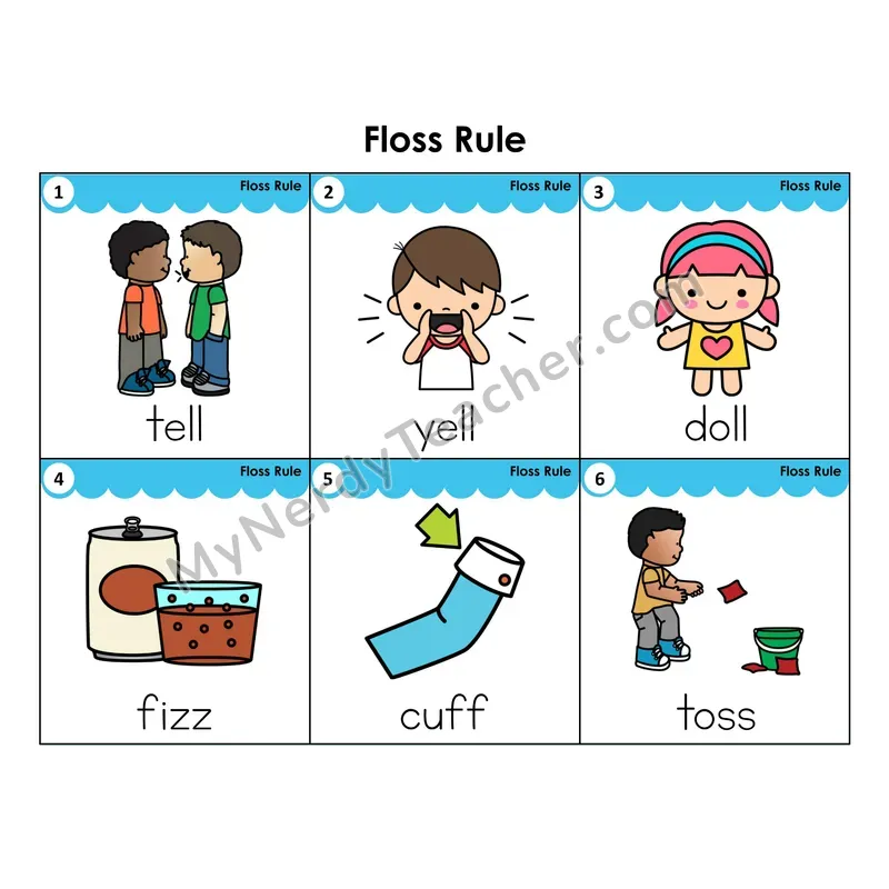 Write the Room Words — floss rule (ff, ll, ss, zz)
