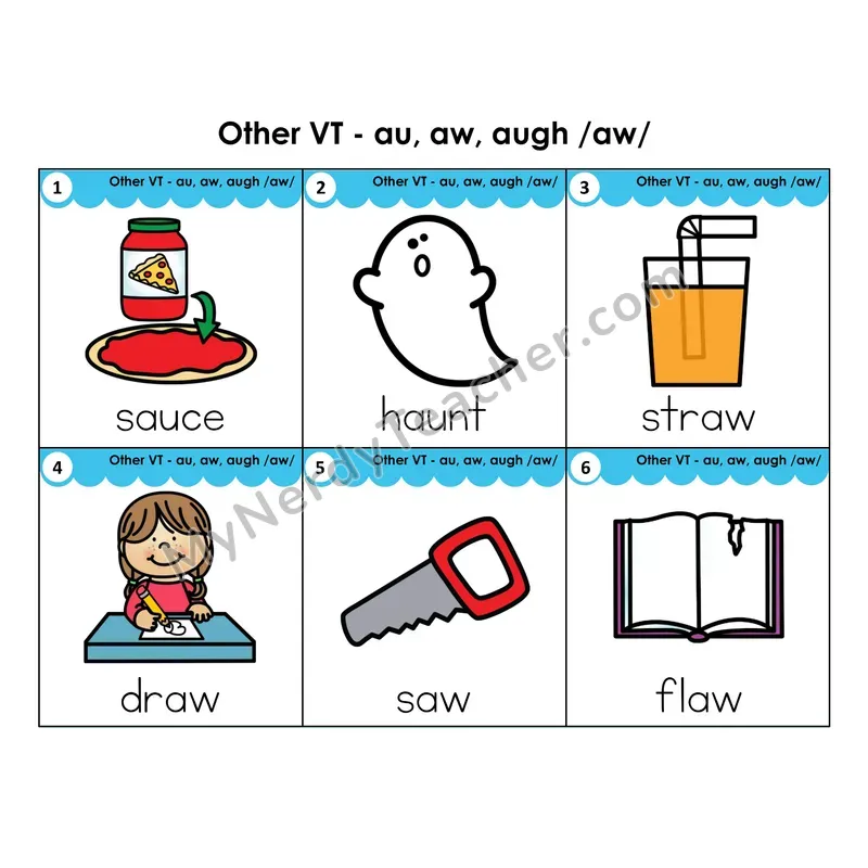 Write the Room Words — other vowel teams au/aw/augh