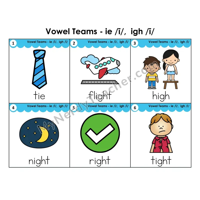 Write the Room Words — vowel teams ie/igh (long i)