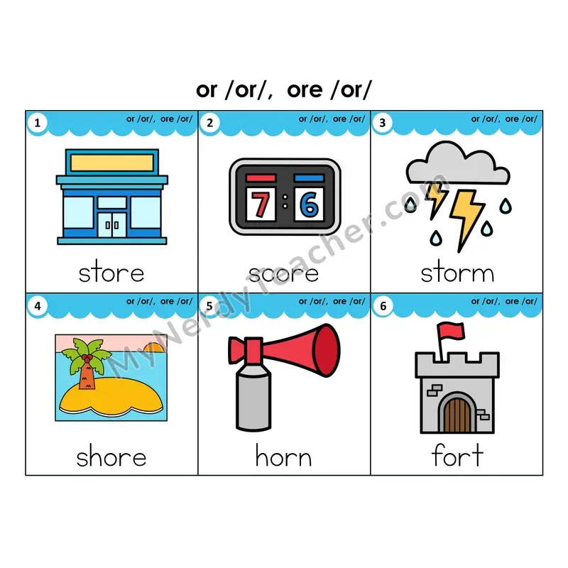 Write the Room Words — r-controlled vowels or/ore