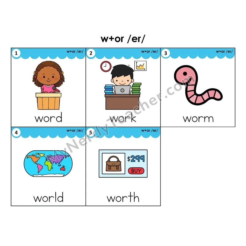 Write the Room Words — r-controlled vowel w+or