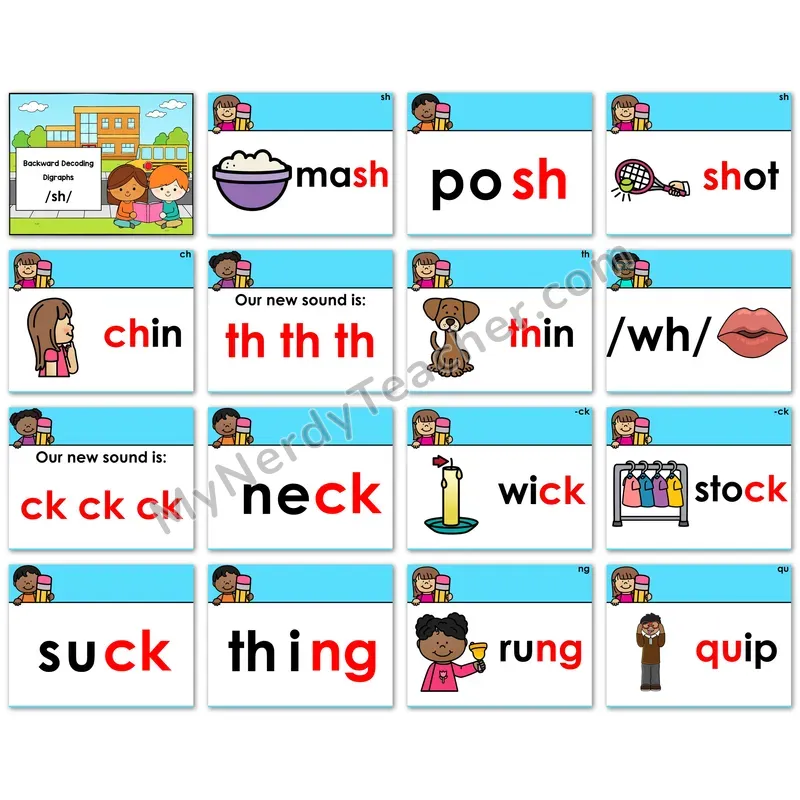 Consonant Digraphs Digital Decoding Slides — sh, ch, th, wh, ck, ng