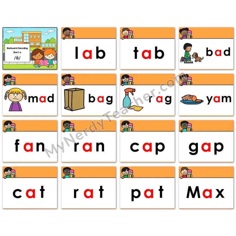 CVC Short a Digital Decoding Slides — Cat, Mat, Bag