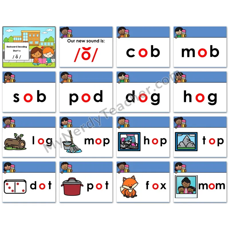 GOOGLE SLIDES CVC Short o Digital Decoding Slides — Dog, Hop, Top