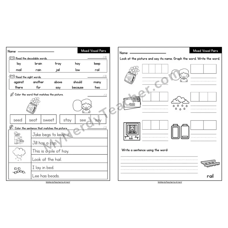 Editable Decodable Look-Alike Words and Sentences — Mixed Phonics Review
