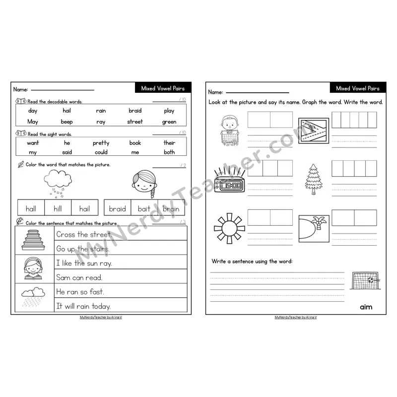 Editable Decodable Look-Alike Words and Sentences — Mixed Phonics Review
