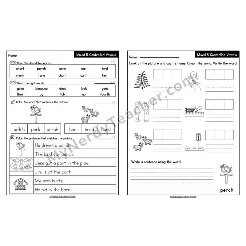 Editable Decodable Look-Alike Words and Sentences — Mixed Phonics Review