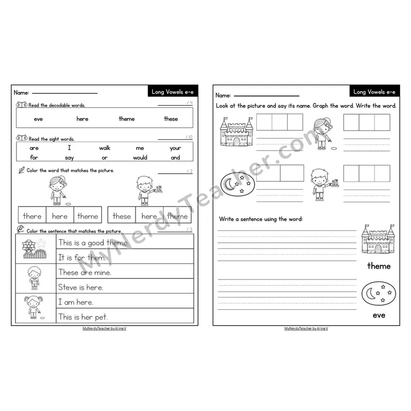 Editable Decodable Look-Alike Words and Sentences — e_e Long E