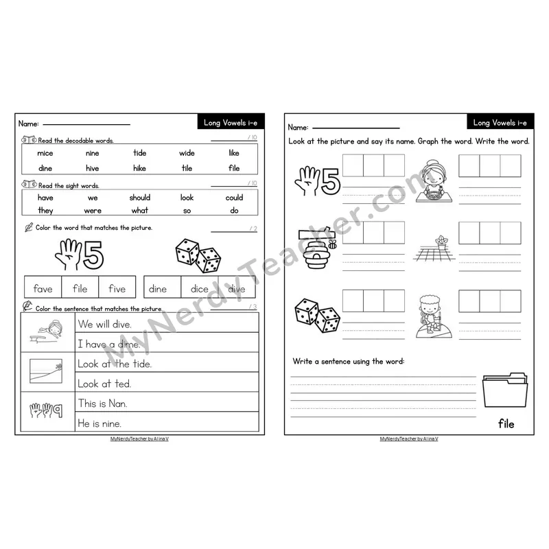 Editable Decodable Look-Alike Words and Sentences — i_e Long I