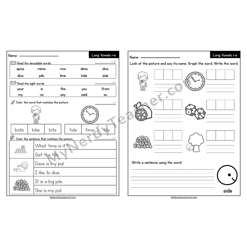 Editable Decodable Look-Alike Words and Sentences — i_e Long I