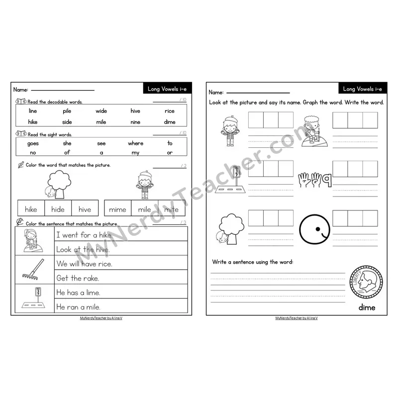 Editable Decodable Look-Alike Words and Sentences — i_e Long I