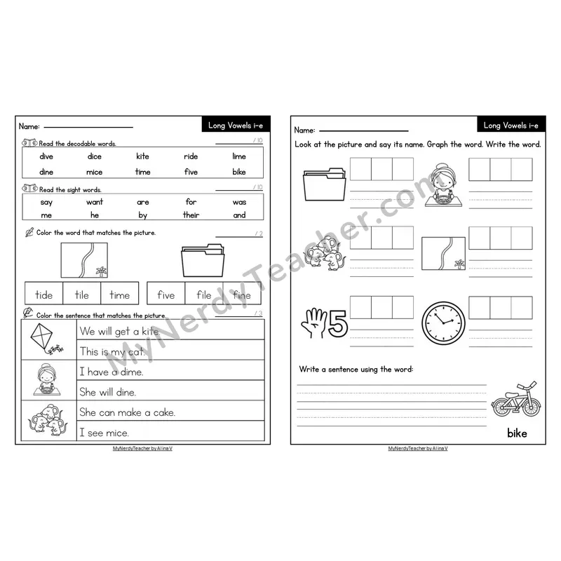Editable Decodable Look-Alike Words and Sentences — i_e Long I