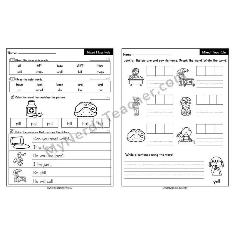 Editable Decodable Look-Alike Words and Sentences — Floss Rule