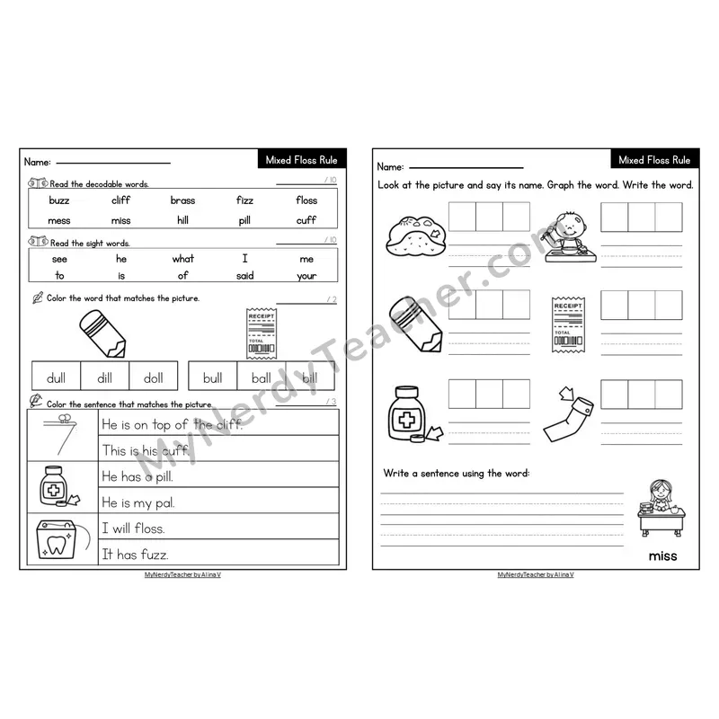 Editable Decodable Look-Alike Words and Sentences — Floss Rule