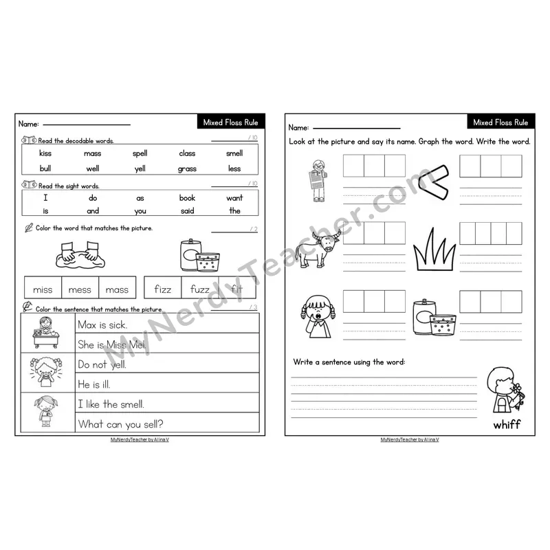 Editable Decodable Look-Alike Words and Sentences — Floss Rule