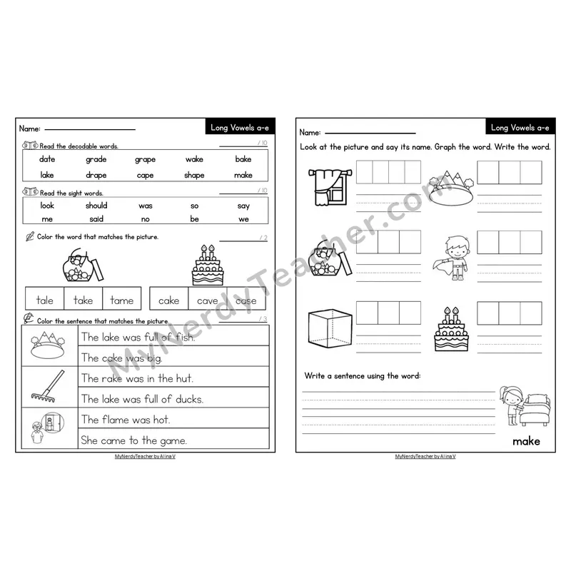 Editable Decodable Look-Alike Words and Sentences — a_e Long A