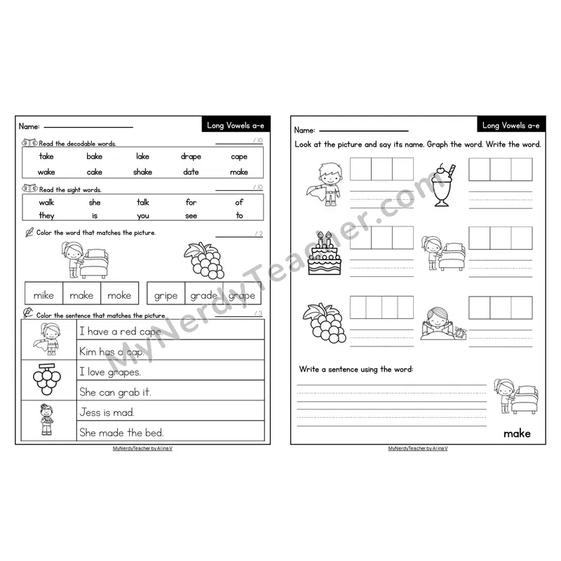 Editable Decodable Look-Alike Words and Sentences — a_e Long A