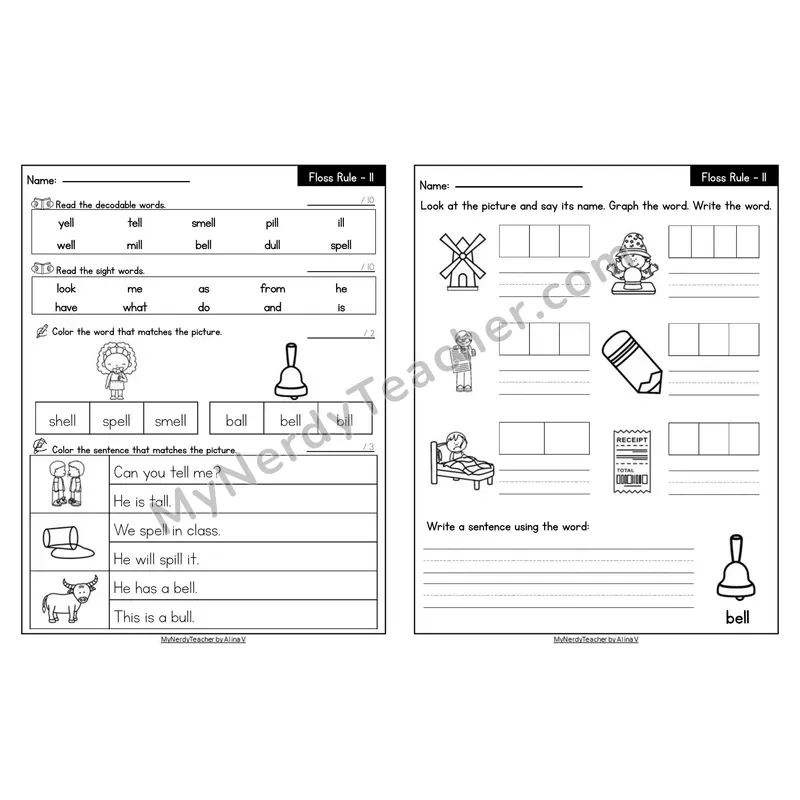 Editable Decodable Look-Alike Words and Sentences — Floss Rule
