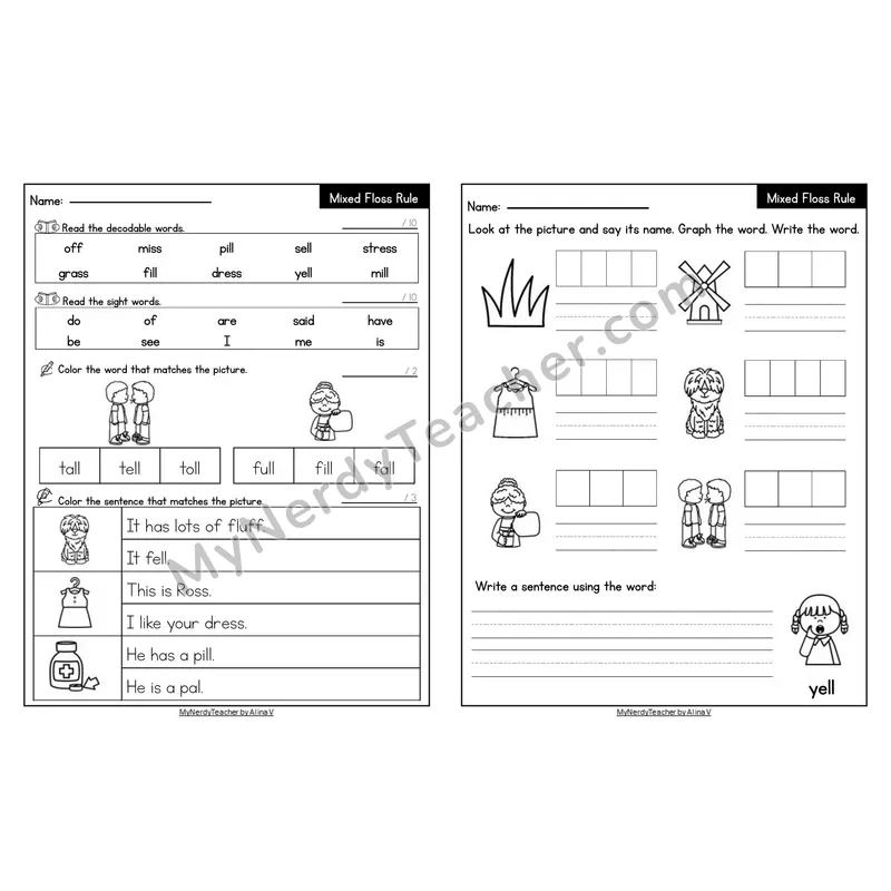 Editable Decodable Look-Alike Words and Sentences — Floss Rule