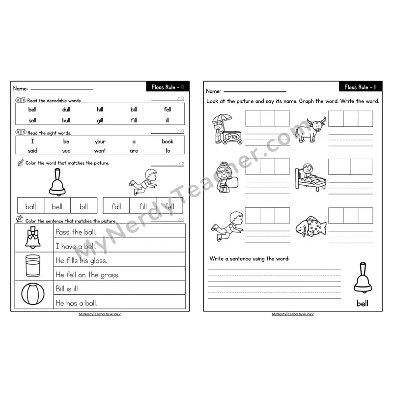 Editable Decodable Look-Alike Words and Sentences — Floss Rule