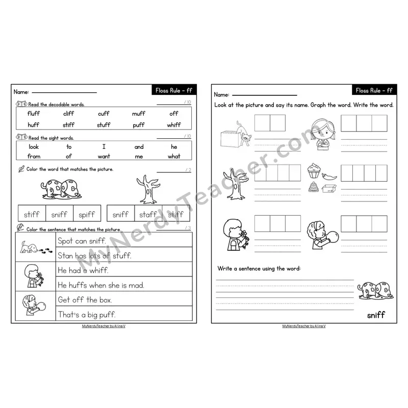 Editable Decodable Look-Alike Words and Sentences — Floss Rule
