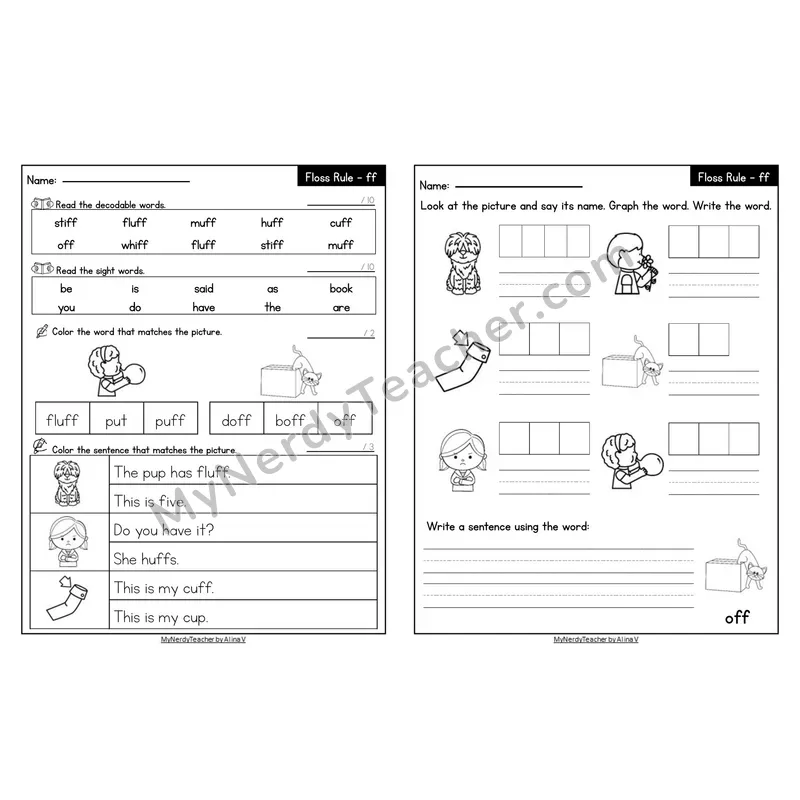 Editable Decodable Look-Alike Words and Sentences — Floss Rule