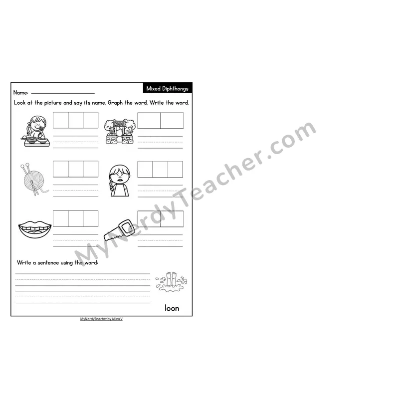 Editable Decodable Look-Alike Words and Sentences — Mixed Diphthongs Review