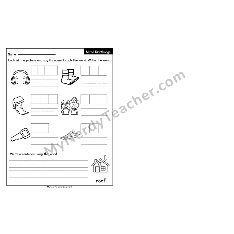Editable Decodable Look-Alike Words and Sentences — Mixed Diphthongs Review