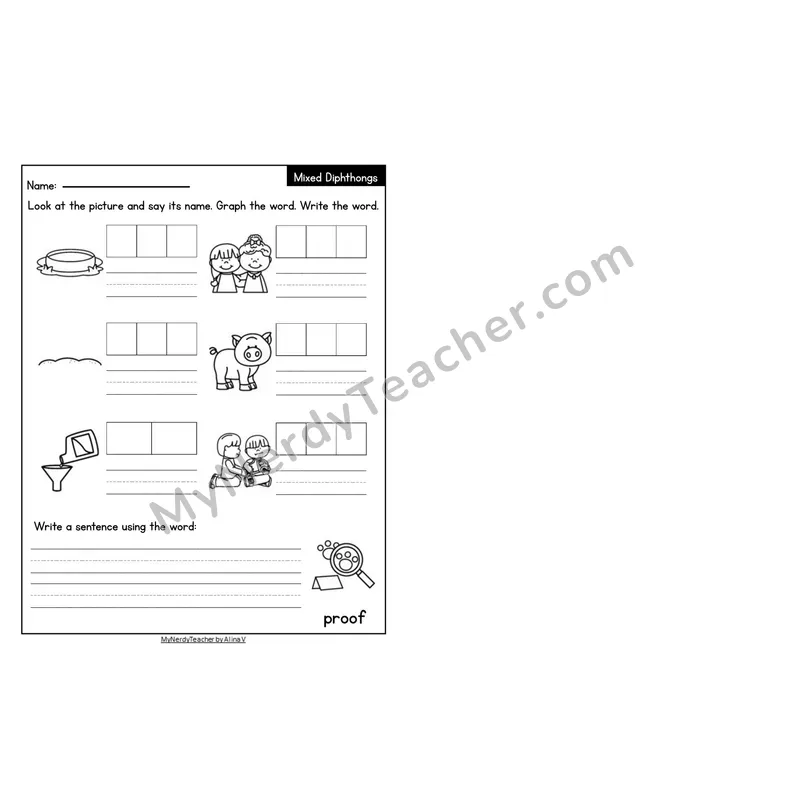 Editable Decodable Look-Alike Words and Sentences — Mixed Diphthongs Review
