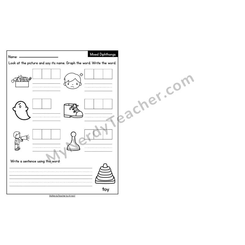 Editable Decodable Look-Alike Words and Sentences — Mixed Diphthongs Review