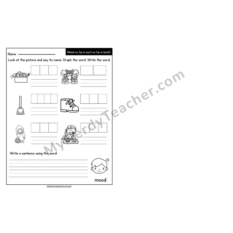 Editable Decodable Look-Alike Words and Sentences — Mixed oo /oo/ and /oo/