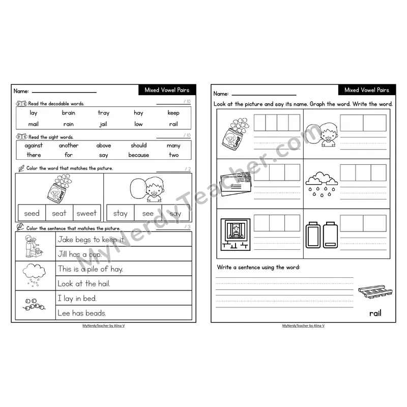 Decodable Look-Alike Words and Sentences Worksheet — Mixed Phonics Review
