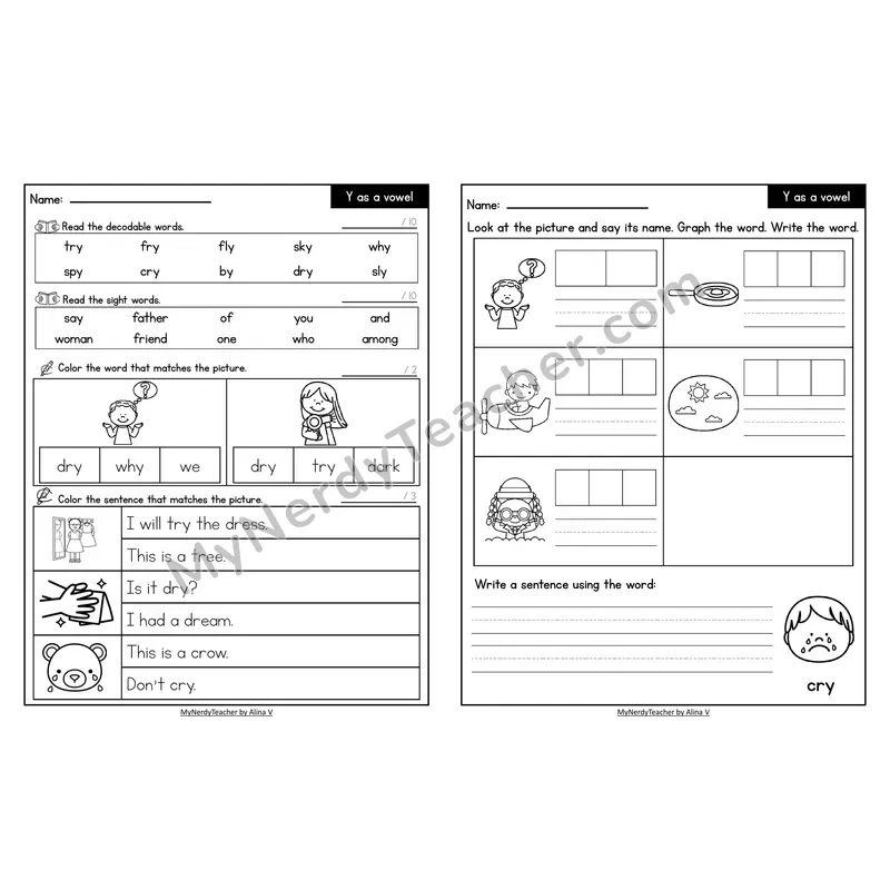 Decodable Look-Alike Words and Sentences Worksheet — Mixed Phonics Review