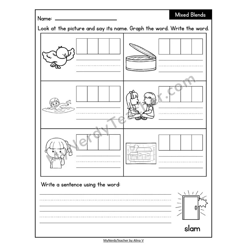 Decodable Look-Alike Words and Sentences Worksheet — Mixed Consonant Blends