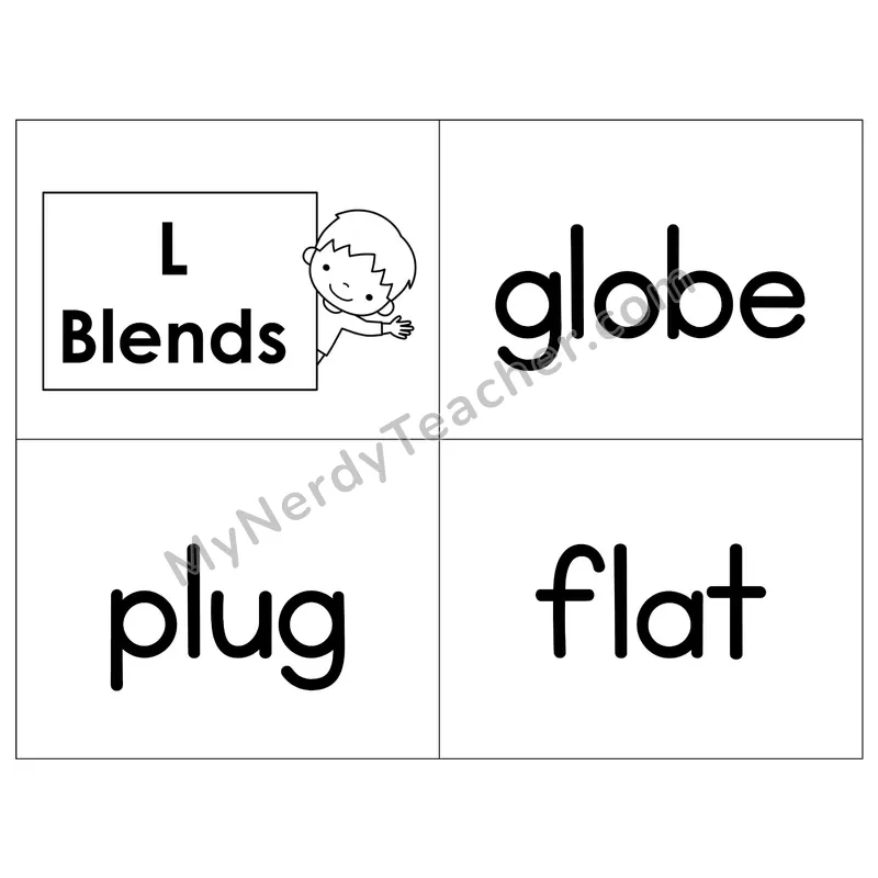 L Blends Phonics Flip Book — B&W