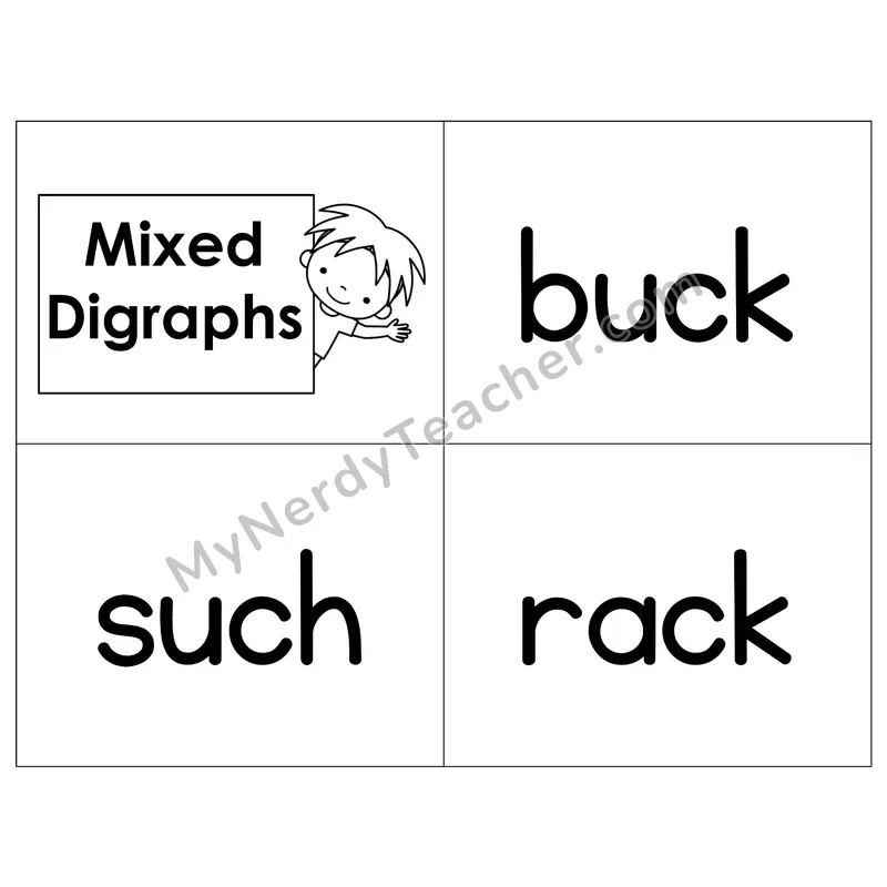 Mixed Digraphs Phonics Flip Book — B&W