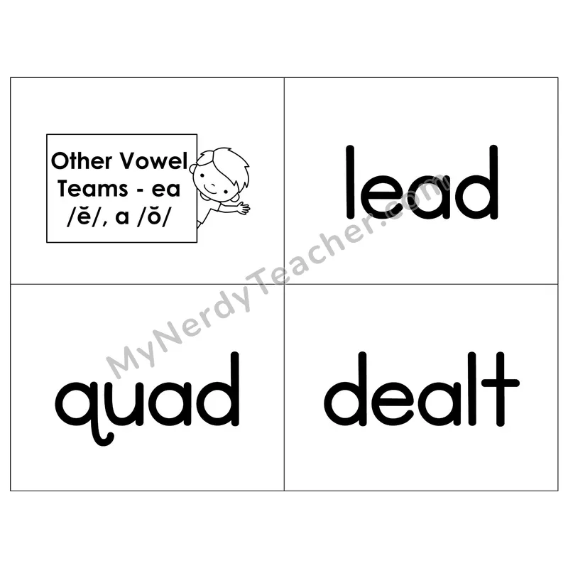 Vowel Team ea (Short Sound) Phonics Flip Book — B&W