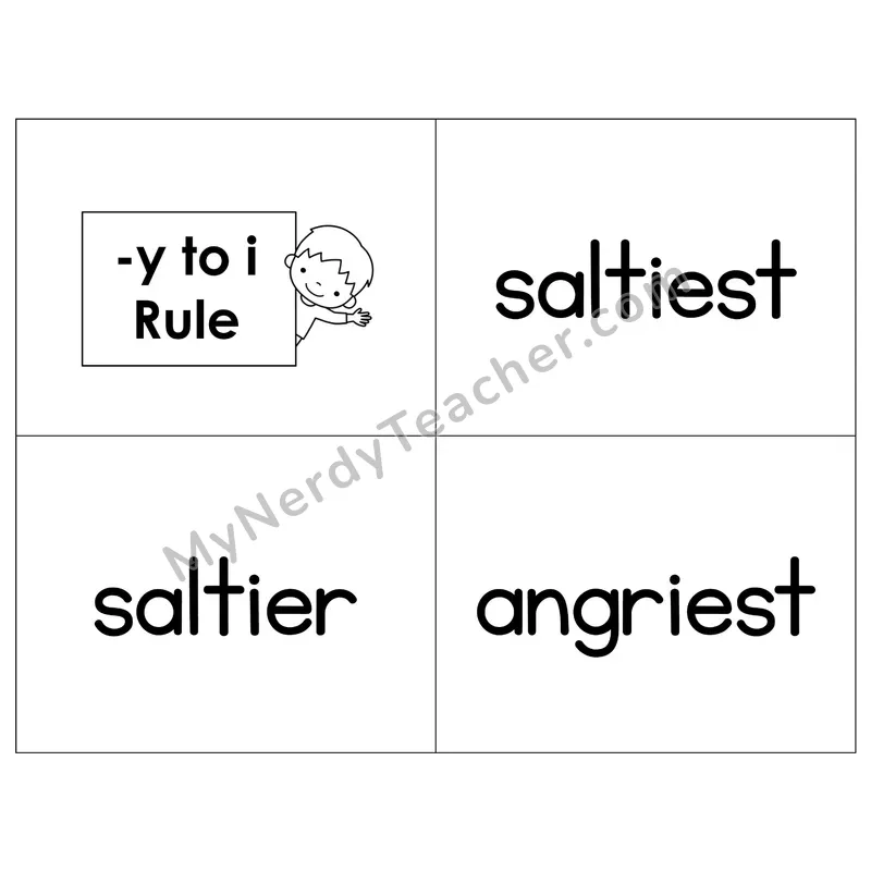 Suffix Spelling Change: Y to I Rule Phonics Flip Book — B&W
