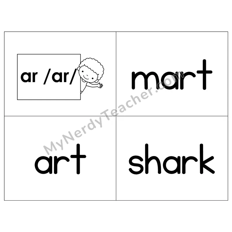 R-Controlled Vowel ar Phonics Flip Book — B&W