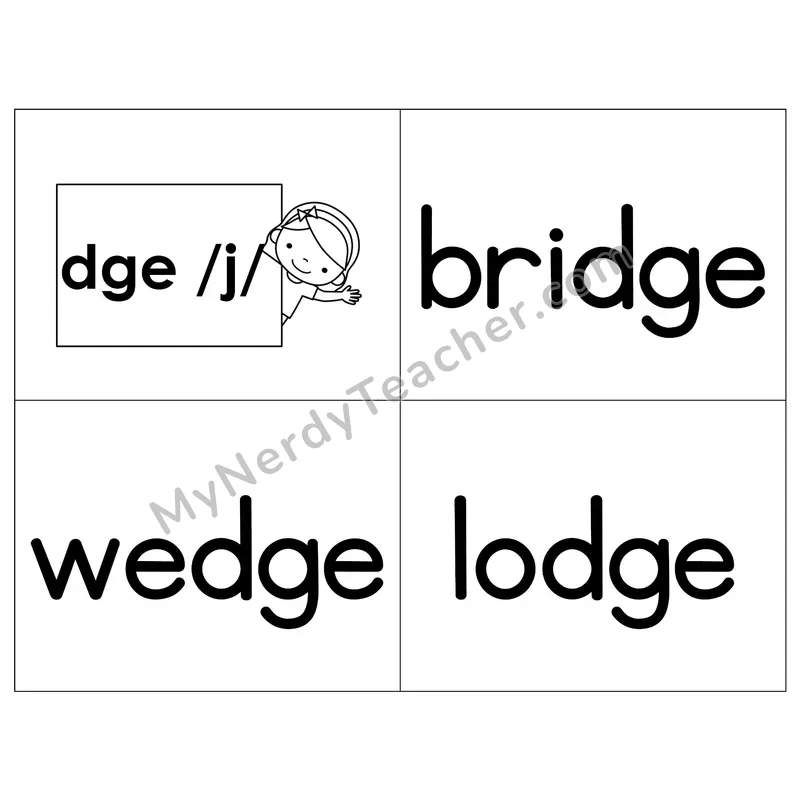 Trigraph dge Phonics Flip Book — B&W
