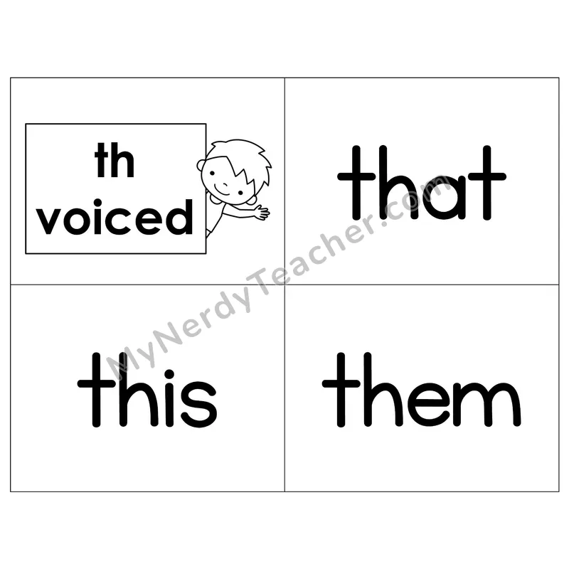 Digraph th (Voiced) Phonics Flip Book — B&W