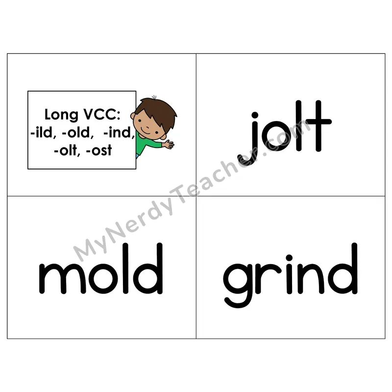 Long VCC (-ild, -old, -ind, -olt, -ost) Phonics Flip Book