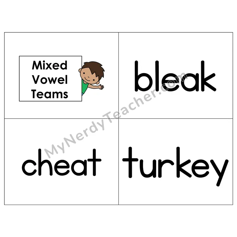 Mixed Vowel Teams Phonics Flip Book