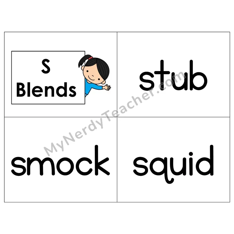 S Blends Phonics Flip Book
