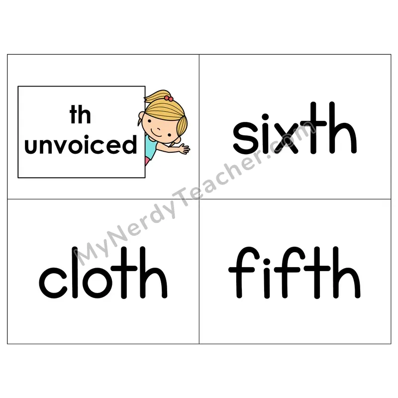 Digraph th (Unvoiced) Phonics Flip Book
