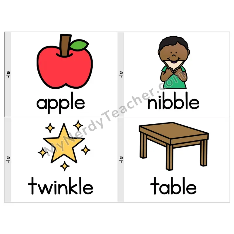 Consonant -le Phonics Flip Book — Picture & Word